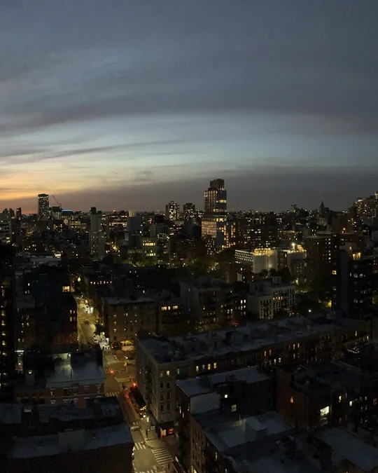 Slide 2: the middle of the skyline as the sunset fades.